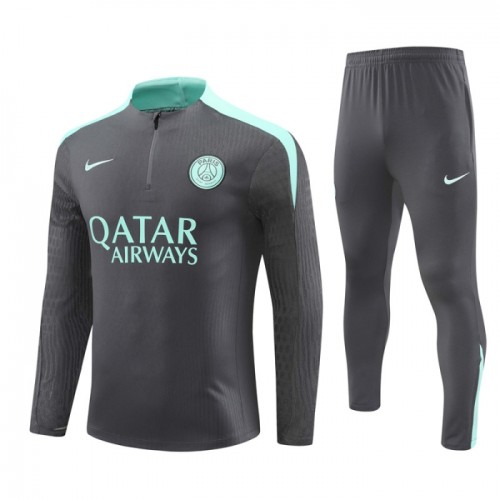 Paris Saint-Germain Sweat d'Entraînement Quarter-Zip 2024-25 Grise Paris Saint-Germain Sweat d'Entraînement Quarter-Zip 2024-25 Grise